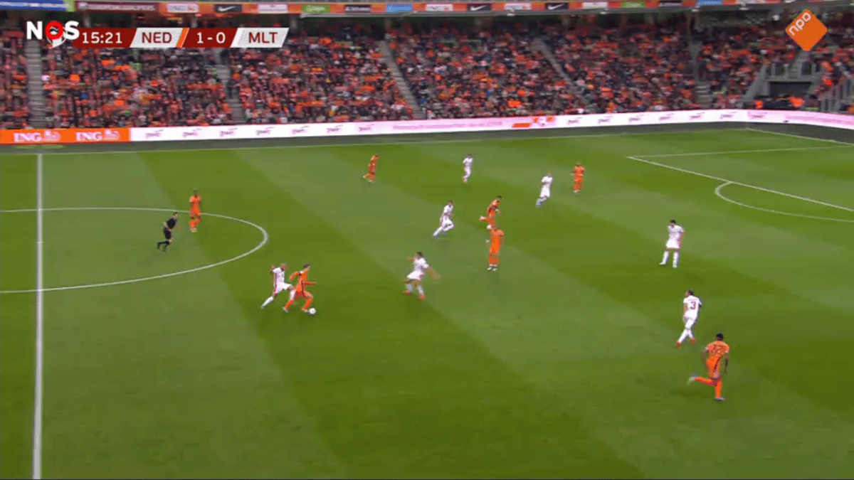 Wedstrijdbeeld tijdens Nederland - Malta