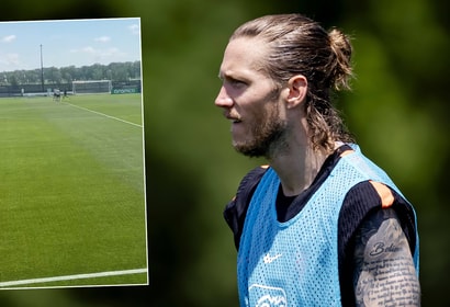 Wout Weghorst op de training van Oranje