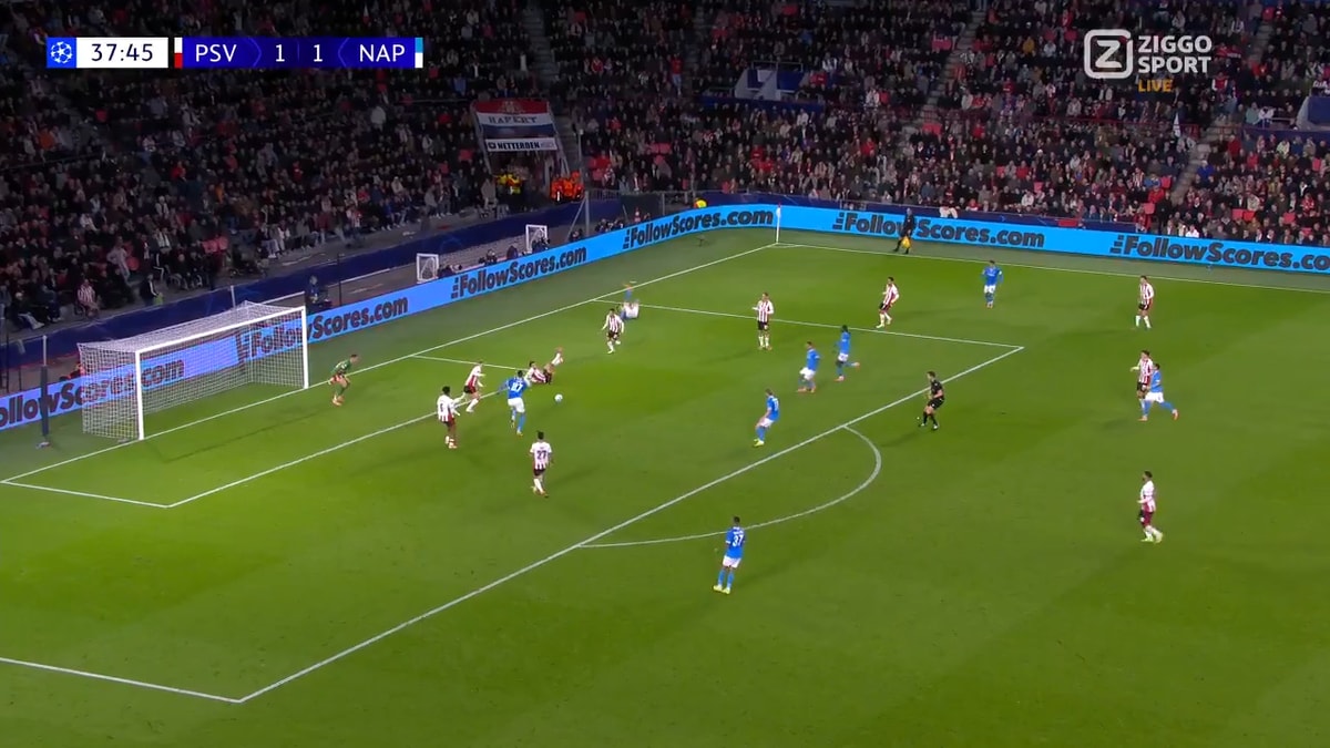 Wedstrijdbeeld PSV - Napoli