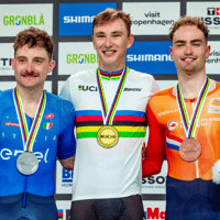 Simone Consonni , Lindsay de Vylder en Yanne Dorenbos op het WK baanwielrennen