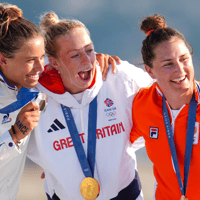 Lauriane Nolot, Eleanor Aldridge en Annelous Lammerts op de Olympische Spelen