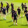 Het Nederlands elftal tijdens een training in Zeist