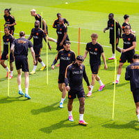 Het Nederlands elftal tijdens een training in Zeist