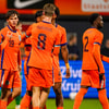 Jong Oranje viert het doelpunt tegen Litouwen