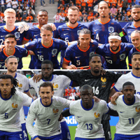 De elftallen van Nederland en Frankrijk op het EK in Duitsland