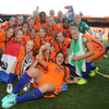 De Oranje Leeuwinnen na het winnen van het EK in 2017.