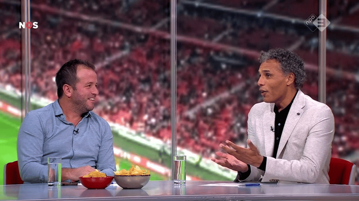 Rafael van der Vaart en Pierre van Hooijdonk bij de NOS