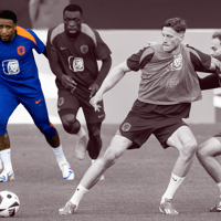 Het Nederlands elftal op de training in Wolsfburg