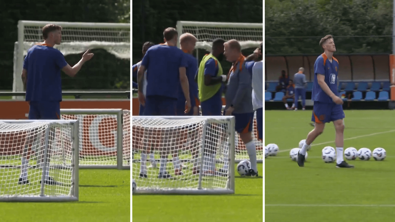 Wout Weghorst beklaagt zich op de training van het Nederlands elftal