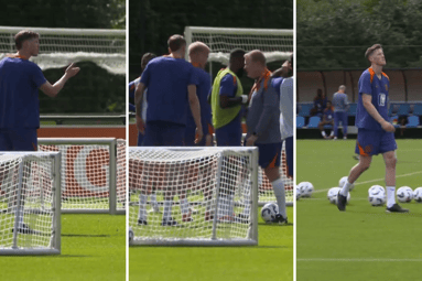 Wout Weghorst beklaagt zich op de training van het Nederlands elftal