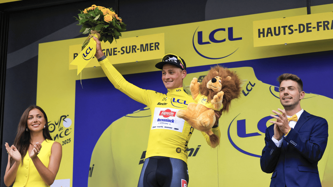 Mathieu van der Poel in de gele trui