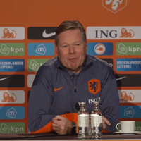 Bondscoach Ronald Koeman tijdens de persconferentie van Oranje 