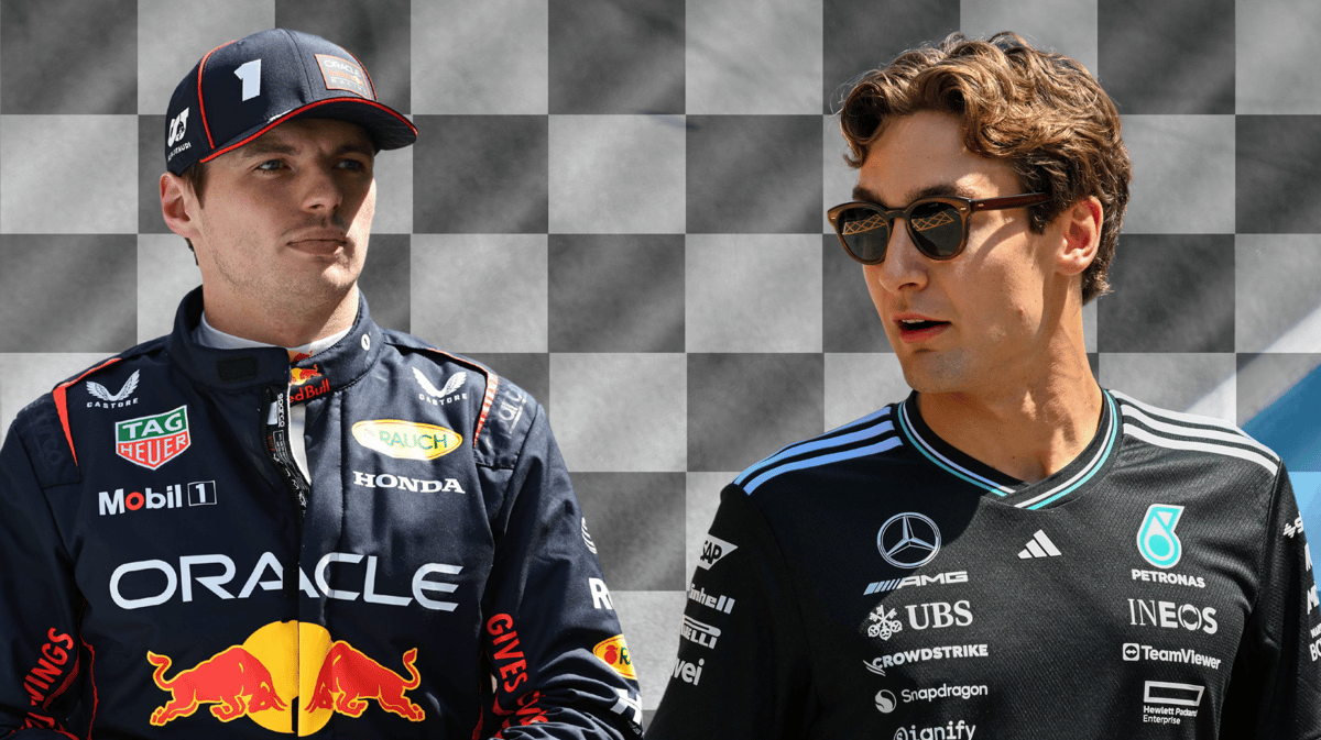 Max Verstappen en George Russell 