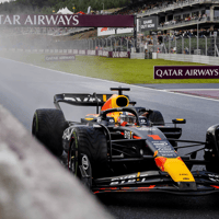 Max Verstappen op het circuit van Spa-Francorchamps