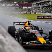 Max Verstappen op het circuit van Spa-Francorchamps