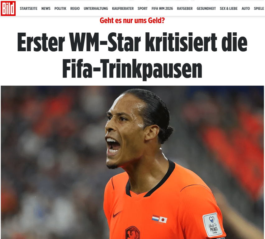 BILD pakt uit met uitspraken Virgil van Dijk
