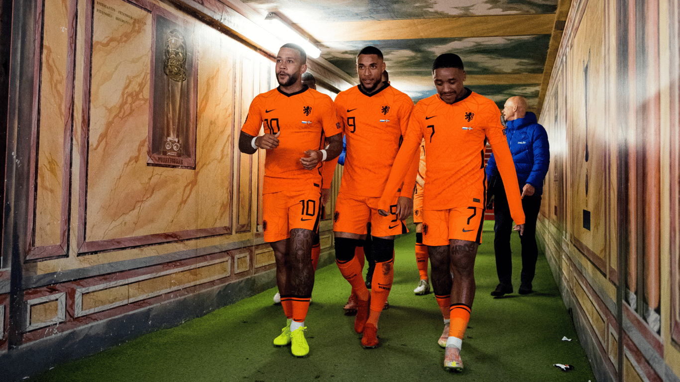 Memphis Depay, Arnaut Danjuma en Steven Bergwijn in het Nederlands elftal