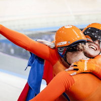 Lisa van Belle, Maike van der Duin, brons, baanwielrennen, Olympische Spelen, Parijs2024, TeamNL