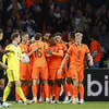 Nederlands elftal viert een doelpunt