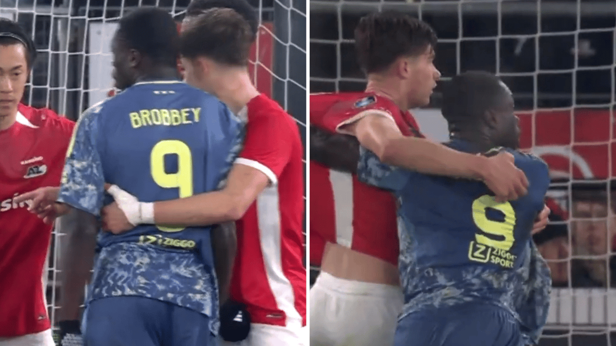 Brian Brobbey grijpt Wouter Goes bij de edele delen
