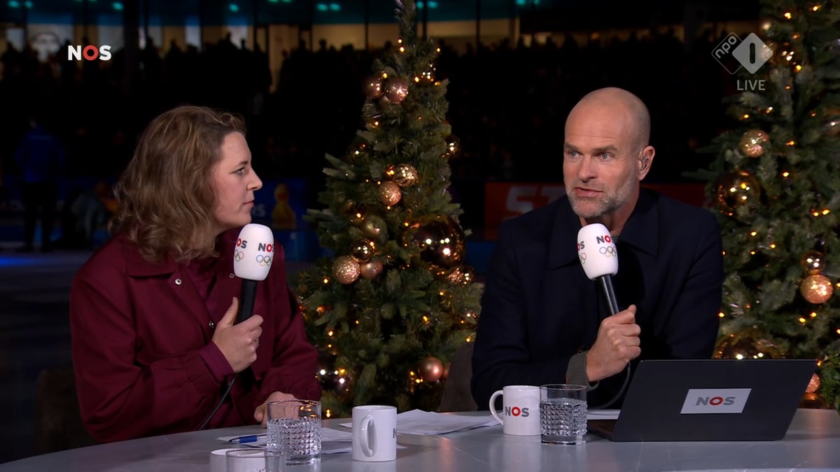 Ireen Wüst en Erben Wennemars in de studio van de NOS