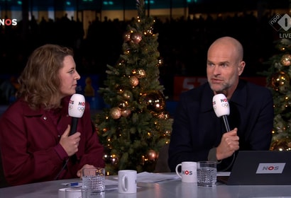  Ireen Wüst en Erben Wennemars in de studio van de NOS