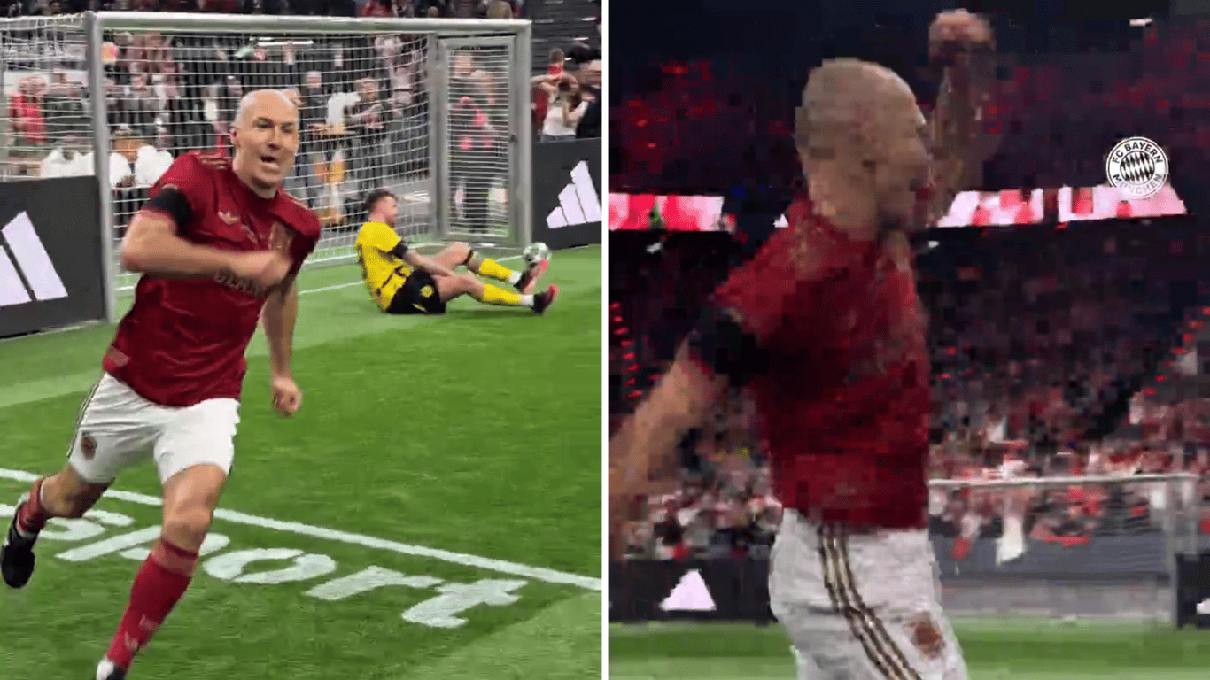 Arjen Robben scoort bij een indoor toernooi