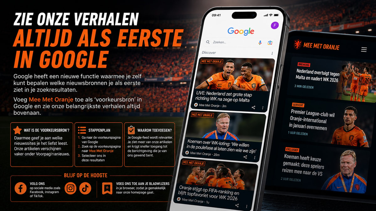 Voeg MeeMetOranje toe als voorkeursbron aan Google