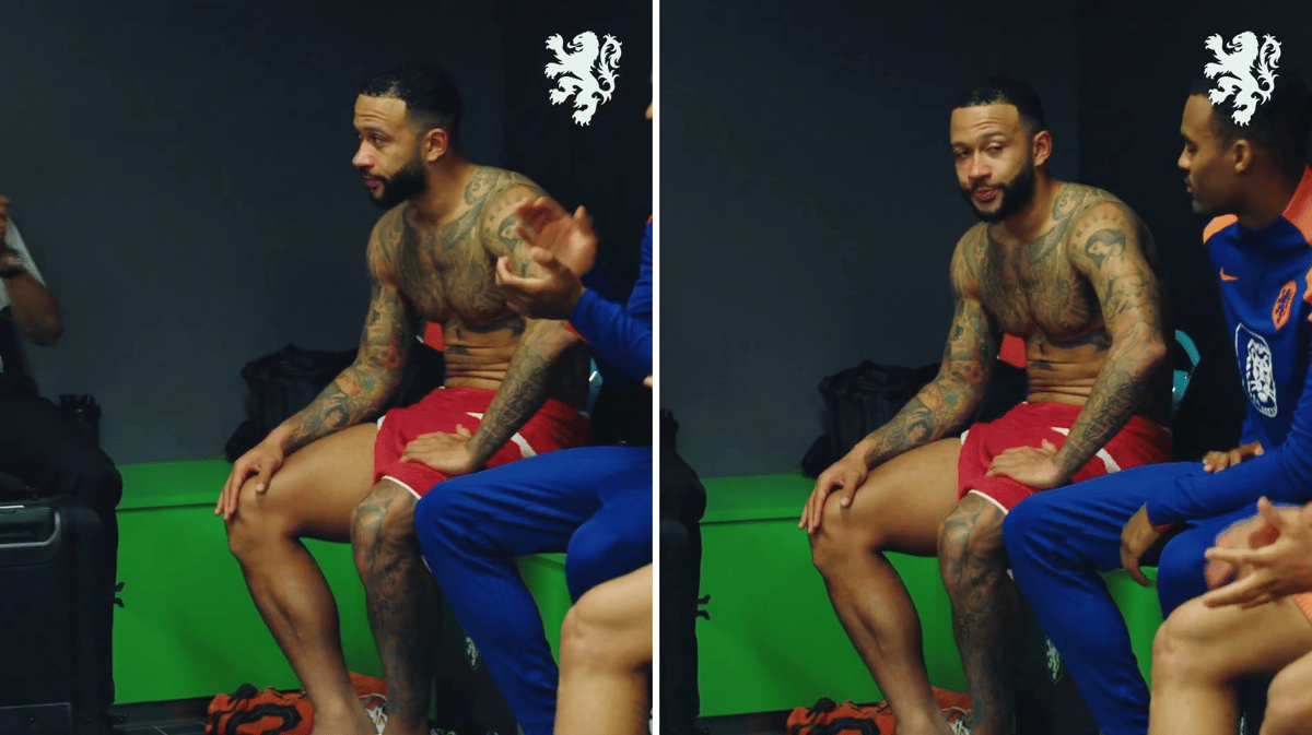 Memphis Depay speecht in kleedkamer Oranje