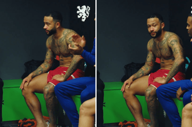 Memphis Depay speecht in kleedkamer Oranje