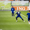 De doelmannen van het Nederlands elftal tijdens de training