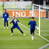 De doelmannen van het Nederlands elftal tijdens de training