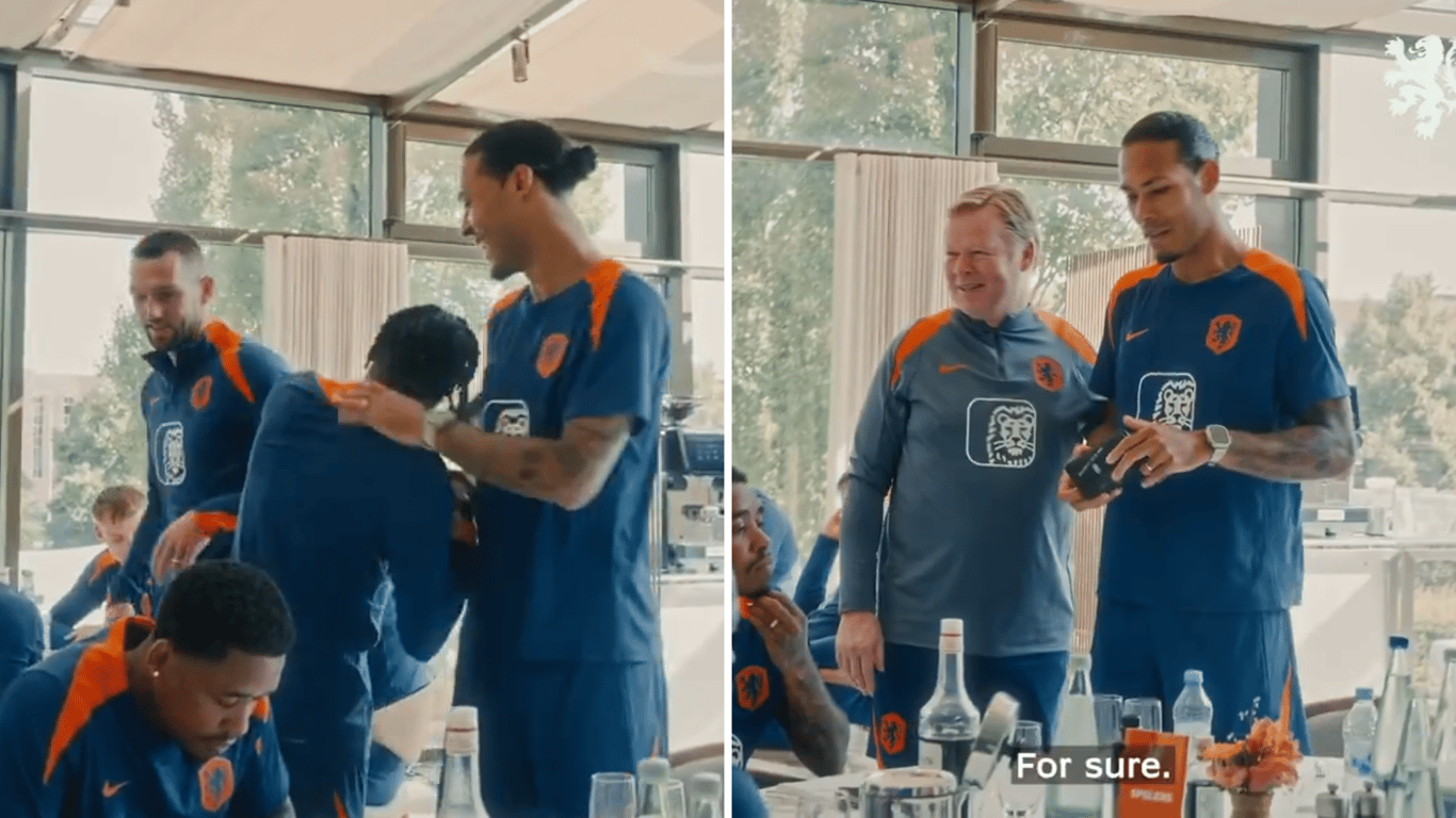 De selectie van Oranje feliciteert de jarige Virgil van Dijk