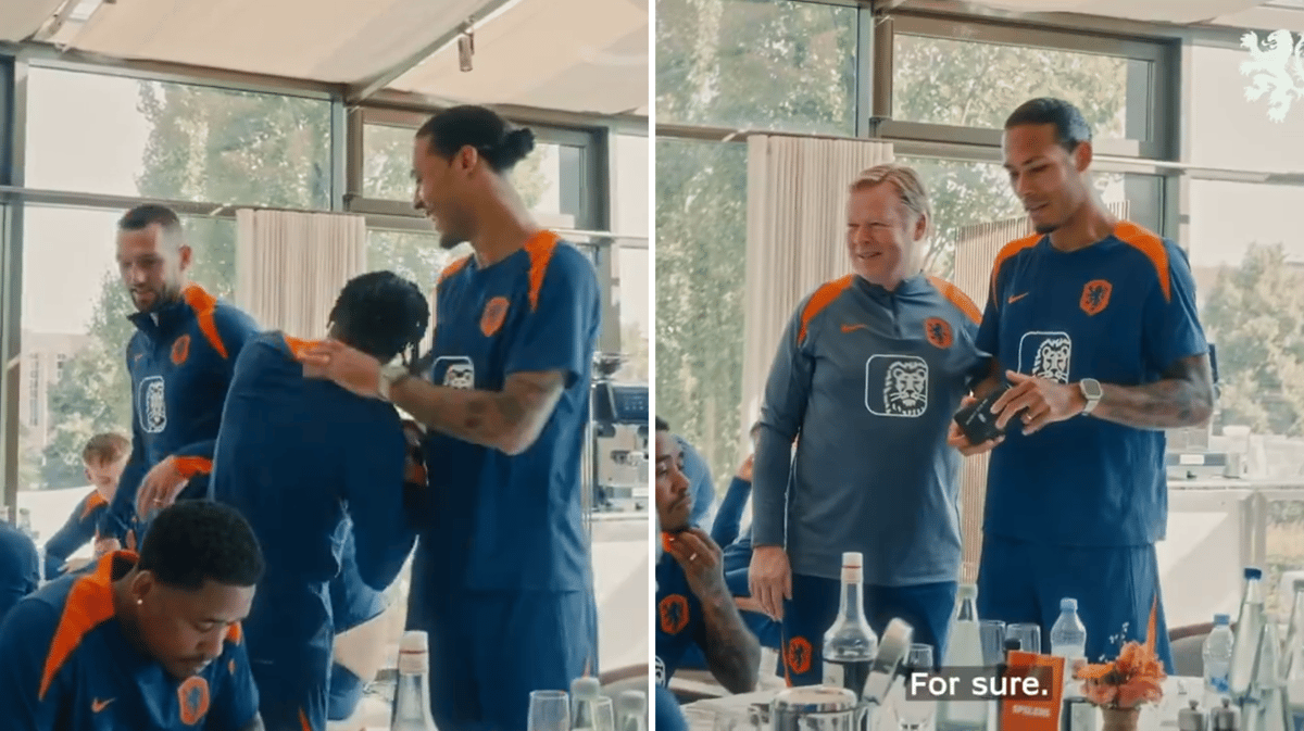 De selectie van Oranje feliciteert de jarige Virgil van Dijk