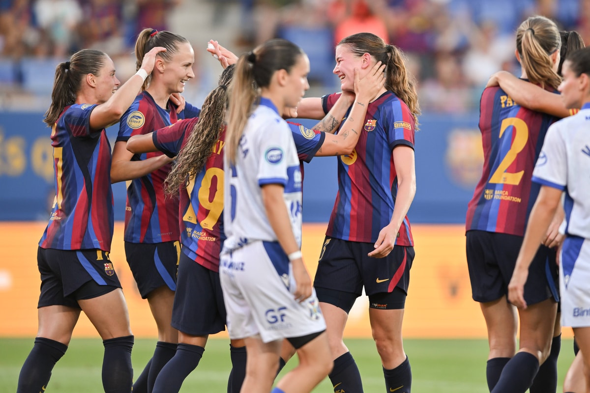 Renee van Asten beleefde een droomdebuut voor Barcelona met een doelpunt tegen Tenerife.