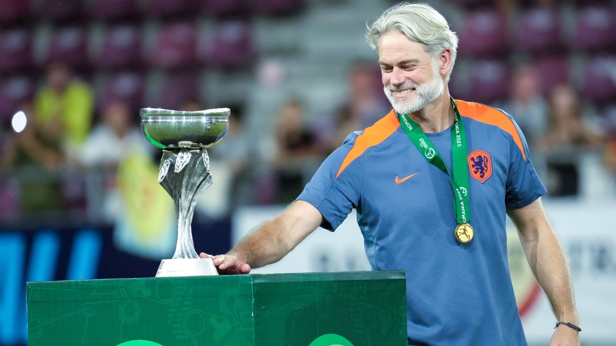 Peter van de Veen na het winnen van het EK