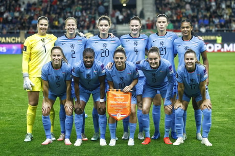 De opstelling van de Oranje Leeuwinnen tegen Hongarije