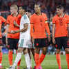 Het Nederlands elftal tijdens de wedstrijd tegen Algerije