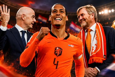 Gianni Infantino, Virgil van Dijk en Koning Willem-Alexander