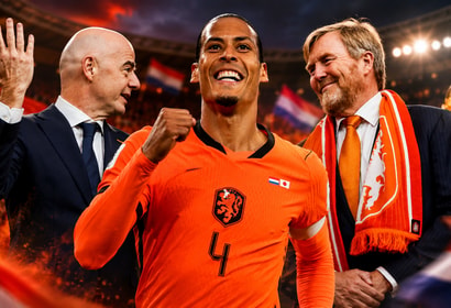 Gianni Infantino, Virgil van Dijk en Koning Willem-Alexander
