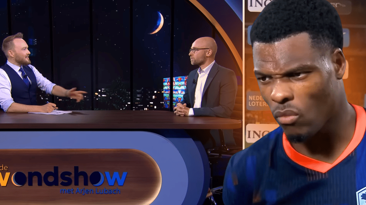 Hilariteit om de boze blik van Denzel Dumfries