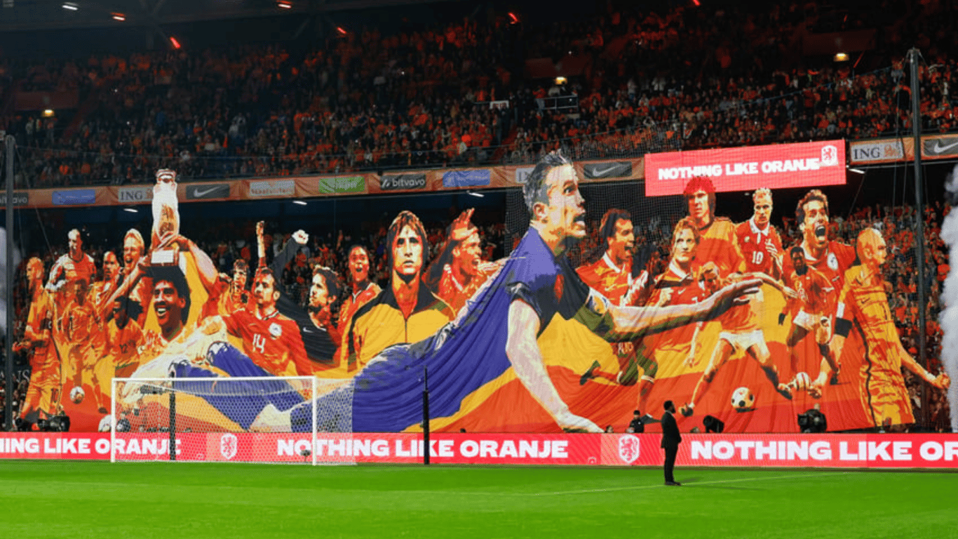 Mega-spandoek van Oranjefans