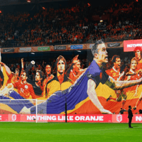 Mega-spandoek van Oranjefans
