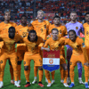 Het Nederlands elftal voorafgaand aan het duel met Griekenland