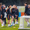 Het Nederlands elftal tijdens een training