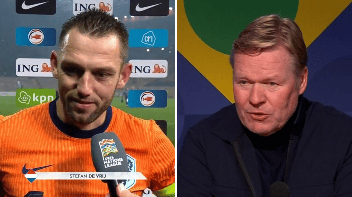 Stefan de Vrij en Ronald Koeman na de interland Bosnië en Herzegovina - Nederland (1-1)