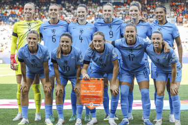 De opstelling van de Oranje Leeuwinnen tegen Wales