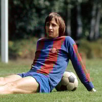 Johan Cruijff in augustus 1974 tijdens een training van FC Barcelona.