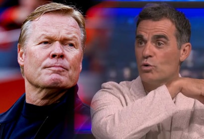 Bondscoach Ronald Koeman en ESPN-analist Kenneth Perez