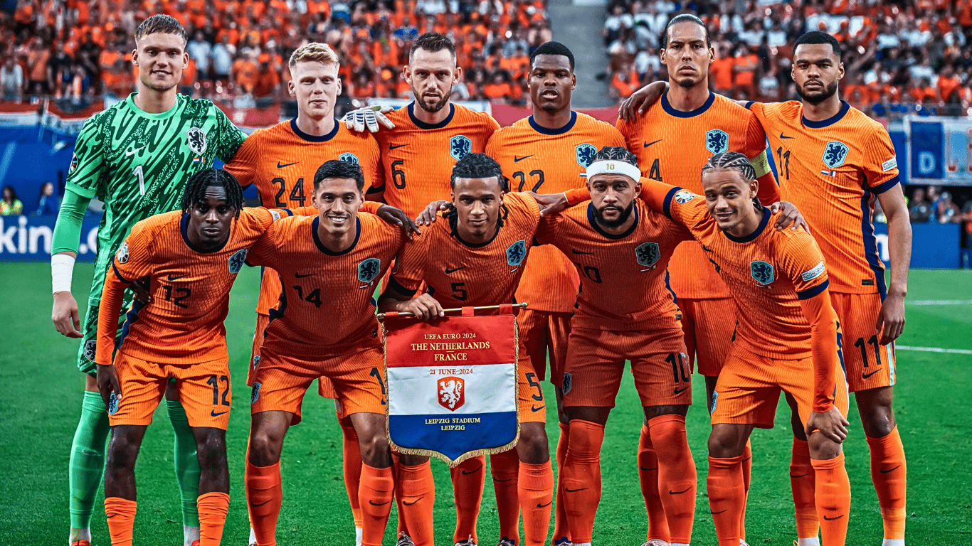 Het Nederlands elftal voorafgaand aan het EK-duel met Frankrijk
